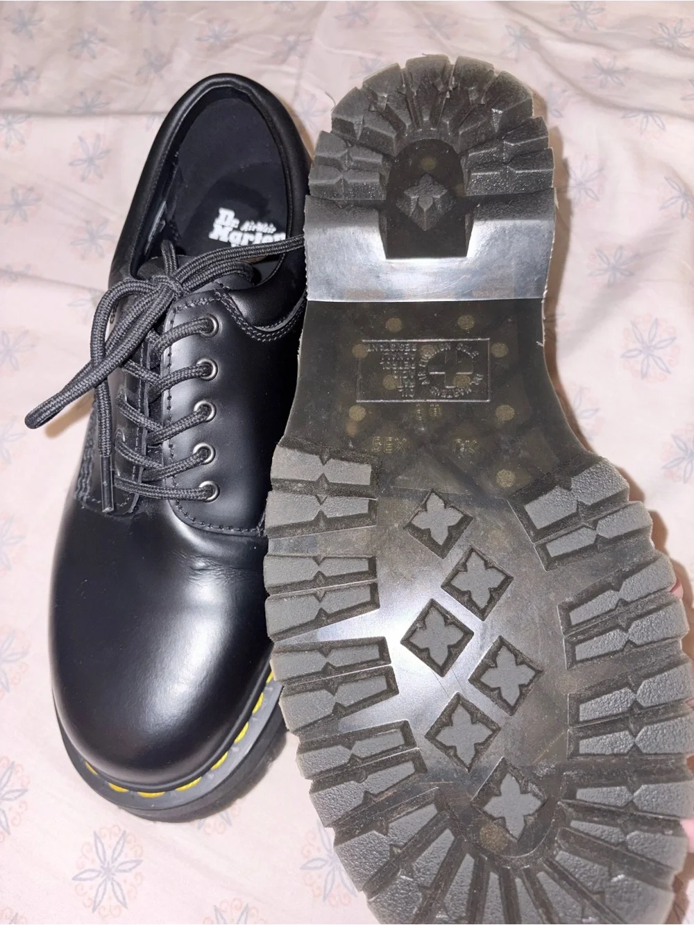 Dr. Marten’s Black Platform Lace-Up women Shoes with Yellow Welt Stitching
